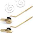 iFealClear Polished Gold Universal Toilet Tank Flush Lever Handle, Brass Side/Angle Mount Toilet Handle Compatible with Kohler K-GP30324-CP, Stainless Steel Flapper Chain 2 Pack