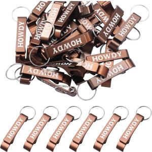 Junkin 60 Pcs Western Cowboy Party Favors Howdy Metal Bottle Opener Keychain Bulk Western Cowgirl Theme Favors for Wild West Derby Last Rodeo Bar Birthday Wedding Bridal Shower Gift Souvenirs (Brown)