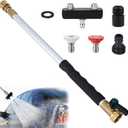 Jhua Jet Nozzle High Pressure Garden Hose Nozzle Heavy Duty Extendable Long Wand Hydro Jet High Pressure Washer Tools with 3 Nozzles and Quick Connectors for Patio Car Pet Window Glass