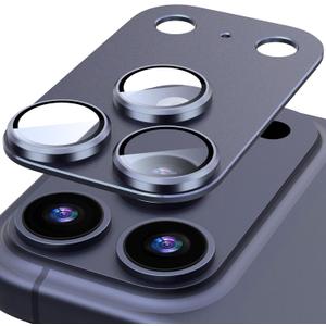 Suoman for iPhone 17 Pro Max Camera Lens Protector, [All-in-one Frosted] [Strong-Adhesion] Metal Frame Tempered Glass Camera Lens Cover-Dark Blue