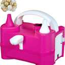 Beeyaky Electric Balloon Pump for Party Decorations  Portable Inflator, Auto Shutoff, Balloon Air Pump Dual Nozzle Rose Red 110V 600W