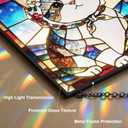 Cat Stained Glass Window Hanging, 7.9" Square Suncatcher with Chain Suction Cup, Cute Kitten Sun Catchers Indoor Window, Colorful Cat Decor for Wall, Porch, Birthday, Tuxedo Cat