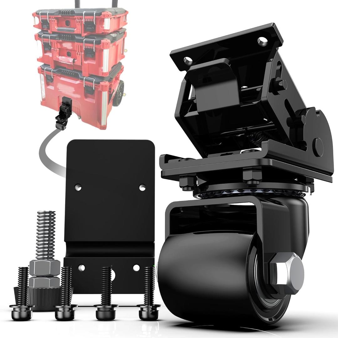 Upgraded Steel Front Caster Wheel Kit fit for Milwaukee 48-22-8427/8426 Packout Tool Box - 220 Lbs Capacity, Folding Design for Easy Storage & Shipping