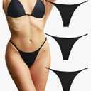 KUKU PANDA Cotton Thongs for Women Sexy Seamless Woman G String Panties 3 Pack Set S