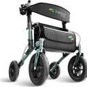 Helavo All Terrain Walker Rollator with 12 Pneumatic Tires  Foldable Outdoor Walkers for Seniors with Seat, Lightweight & Adjustable Height, Shock-Absorbing for Comfort on Any Surface (Green)