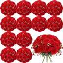 Geosar 16 Bundles Artificial Peonies Flowers Fake Silk Peony Bouquet Faux Peonies Flowers Bulk for Decoration Vase Floral Arrangements Wedding Party Table (Bright Red)