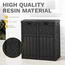 DWVO 72-Gallon Dual Outdoor Trash Can, Waterproof Resin Garbage Can with Tiered Lid & Drip Tray, Trash Bin for Patio, Deck, and Backyard, Black