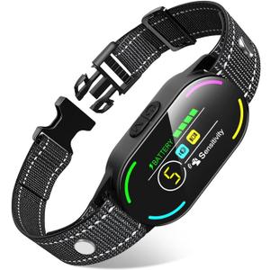 Dog Bark Collar, Rechargeable Smart Collar, with 4 Adjustable Modes Beep Vibration and 5 Adjustable Sensitivities, Bark Collar for Large Medium Small Dogs (Black)