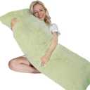 ZonLi Fluffy Body Pillow, Full Body Pillows for Adults, Long Pillow for Sleeping with Removable Cover and Adjustable Filling for Side Sleeper & Pregnancy, Large and Firm, Machine Washable (Green)