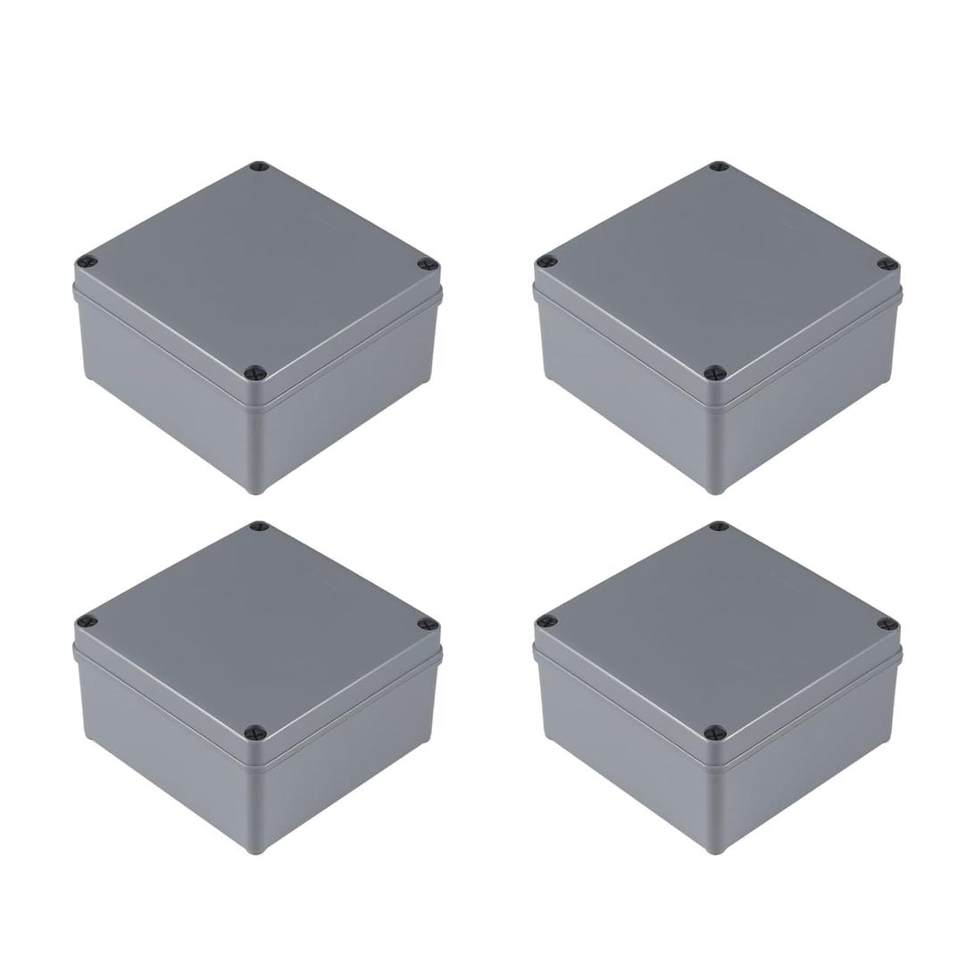 Junction Box 4 Pack - 6 x 6 x 3 inch IP66 Waterproof ABS Plastic Electrical Box Dustproof Project Enclosure for Outdoor Electrical Applications (150 x 150 x 80 mm)