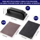 Reallnaive 31 Pcs Griddle Cleaning Kit Screen Holder Grill Screens Cleaning Pads Heavy Duty Abrasive Mesh Pads for Flat Tops, Cast Iron, Stainless Steel Griddle Cleaner Accessories Bundle (Black)
