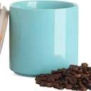 Sweejar Kitchen Canisters Ceramic Food Storage Jar, Stackable Containers with Airtight Seal Wooden Lid for Serving Ground Coffee, Tea, Sugar, Salt and More - 16 Fl Oz (Dark Turquoise)