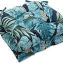 Pillow Perfect Outdoor/Indoor Chair Pads, 17" x 17.5", Blue Tortola Midnight 2 Count