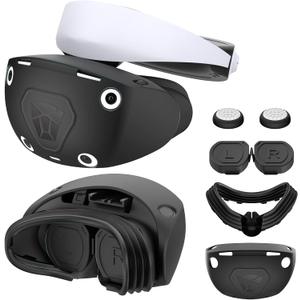 VR Protector Set for PlayStation VR2: Silicone PSVR2 Headset & Face Cushion Cover, Lens Dust Cover & 2 Pack Controller Thumb Grips for PS5 VR Vita Accessories - Sweatproof & Washable