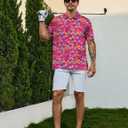 Men's Funny Golf Shirts Hawaiian Polo Shirts 80S Flashes Polo Shirts Funny Hawaiian Beach Summer Golf Polo Shirts (M)