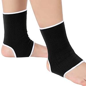 Haysandy 4 Pieces/ 2 Pair Kids Ankle Support Brace Elastic Kids Compression Socks Knitted Ankle Sleeve for Jogging Running Fitness(Black,5-10 Years)