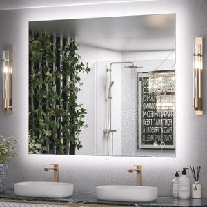 Keonjinn 42 x 36 Inch LED Bathroom Mirror with Backlit, Anti-Fog Lighted Vanity Mirror, CRI90+ HD Tempered Glass, Stepless Dimmable, High Lumen, UL Listed LED Driver, Waterproof, Horizontal/Vertical