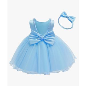  Baby Backless Pageant Dress Toddler Girls Tutu Gown Flower Dresses with Headwear, Size 07