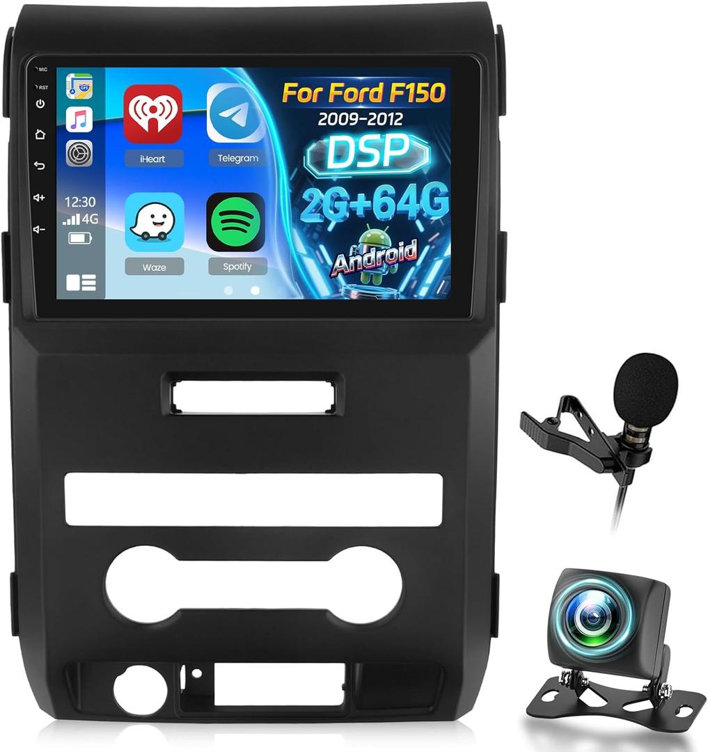 [2+64G] NHOPEEW for 2009-2012 Ford F150 Radio with Wireless Carplay and Android Auto - 9 Inch Touchscreen Android Car Stereo with DSP/Multiple UI/GPS/WiFi/SWC/Nluetooth + AHD Backup Camera