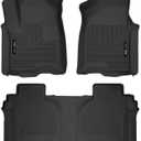 Husky Liners X-act Contour Floor Mats | Fits 2019-2026 Chevrolet Silverado & GMC Sierra 1500 & 2020-2026 Silv./Sierra 2500/3500 Crew CAB ONLY w/underseat strg | Front & 2nd Row, 3-pc Black - 54208