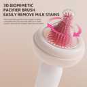 Rechargeable Electric Bottle Brush with Stand - 360 Spin Silicone Cleaner for Baby Bottles, Breast Pumps & Small Household Containers (Pink)