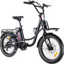 Windone E20 Electric Bike for Adults, 20MPH Max Speed, 40 Miles Range, 20"  3.0" Fat Tire, 350W Motor, 7-Speed, 374Wh Removable Battery, UL 2849 Certified Ebike