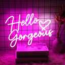 Neonwall Hello Gorgeous Neon Sign for Wedding, Led Neon Light Sign for Bedroom Room Decor Birthday Party USB Operated Game Center Neon Light for Art Gift 22" Pink +White Heart)