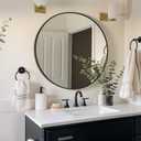 Sunniry Black Round Mirror, Round Mirror 24 inch, Black Circle Mirrors Matte Metal Frame, Wall Mounted Mirrors for Living Room, Bathroom, Wall, Entryway.