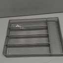 JANE EYRE Drawer Organizer, Cutlery Tray Silverware Flatware Storage Divider for Kitchen, Mesh Wire with Non-slip Foam Feet, 5 Component, Silver