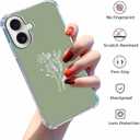 Sage Green Flower Case for iPhone 16, Aesthetic Minimalist Artsy Botanical Pattern Case,Soft TPU tective Cover Compatible with iPhone 16,6.1"