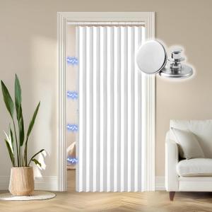 RINHARTEX Blackout Accordion Style Magnetic Door Curtain for Closet Pleated Folding Doorway Curtain Accordion Door Interior Room Divider Bedroom Bathroom Living Room 42 * 78",White