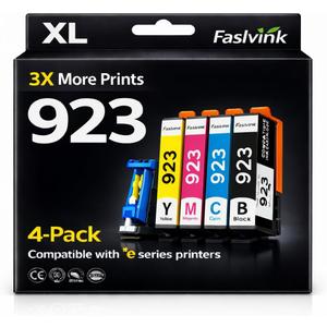 923 Ink Cartridges for HP Printers Compatible with HP 923 Ink Works with HP OfficeJet Pro 8130e 8125e 8120e 8135e 8138e 8139e Printers, 923 Ink Without Chip 4-Pack (Black Cyan Magenta Yellow)