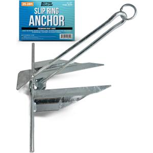 Boat Anchor with Slip Ring, Fluke Design for Pontoon, Jon Boat, or Small Boats, Galvanized Steel Marine Grade, Suitable in Sea and Lake, 5 lb Anchor for Boats (25-28 ft (18 1/8" Stock Width))