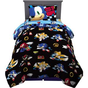 Sonic the Hedgehog Anime Kids Super Soft Comforter and Sheet Set, 4 Piece Twin Size by Franco