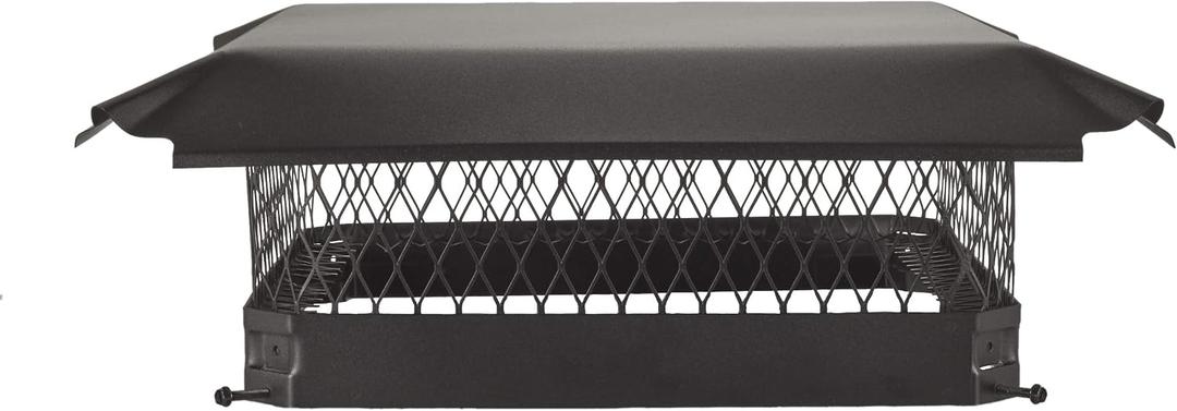 Draft King CBO1515 Bolt On Black Galvanized Steel Single Flue Chimney Cap, 15" x 15"