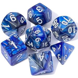CiaraQ DND Polyhedral Dice Set with Dice Bag for Dungeons and Dragons RPG MTG Role Playing Table Games (Dark Blue and Silver)