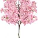 6Ft Tall Cherry Blossom Artificial Tree, Fake Tree Faux Silk Plant with Plastic Nursery Pot,Artificial Plants for Home Office Indoor Decor(Pink)