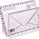 Modern Mail Holder for Home Office, Metal Letter Organizer Sorter for Desk, Cutout Mail Envelope Design, Bill Filling Paper Document Rack, Envelope Storage Rack with Marble Base (Chrome)