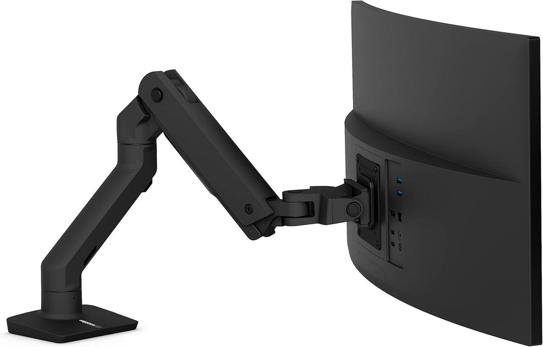 Ergotron  HX Premium Heavy Duty Monitor Arm, Single Monitor VESA Desk Mount  for Flat or Slight Curved Ultrawide Monitors Up to 49 inches, 20 to 42 lbs  Standard Pivot, Matte Black