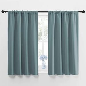 NICETOWN Greyish Blue Blackout Curtains Panels for Window, Thermal Insulated Rod Pocket Blackout Drapes/Draperies for Living Room (2 Panels, W42 x L48 inches)