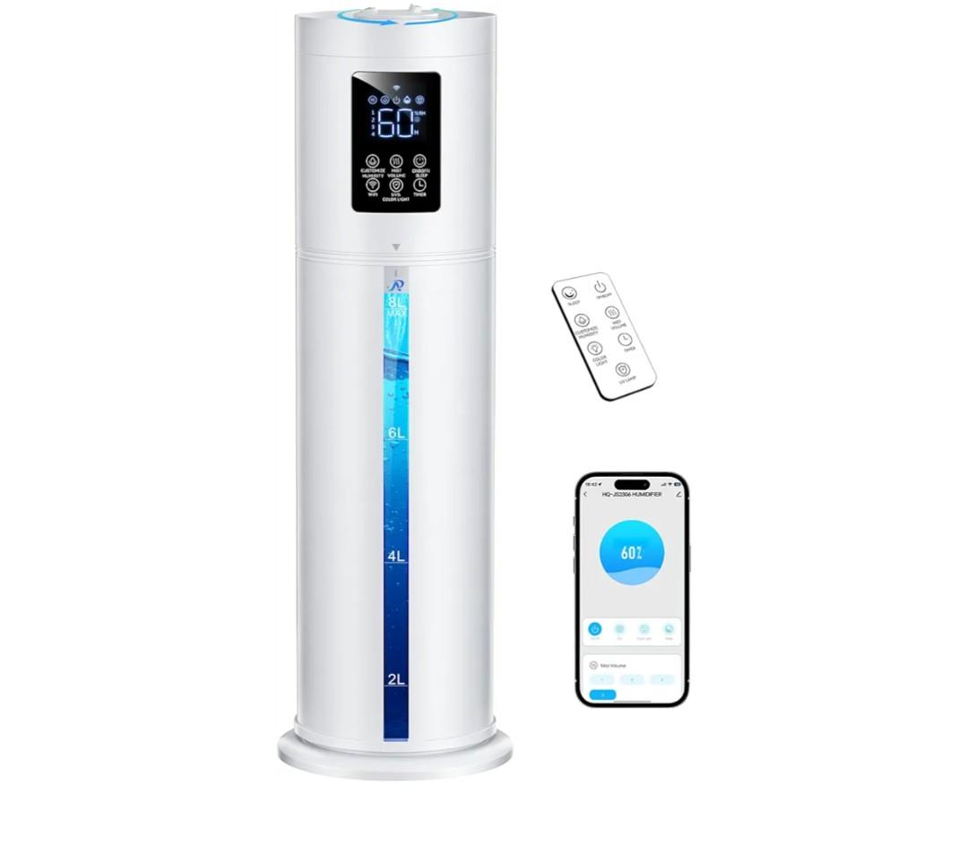 2.1Gal/8L Smart Humidifier Large Room, Top Fill Humidifiers for Bedroom with Diffuser, 7 Color Lights,16H Timer, Auto Mode, APP Remote Control, 4 Levels Cool Mist Air Humidifier for Plants Home Office