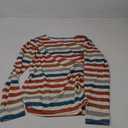 LilyCoco Womens Colorful Striped Long Sleeve Shirt Boat Neck Tops Loose Fit T Shirt Orange Multicolor Large
