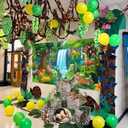 Chumia 9x6ft Rainforest Backdrop Set for 2026 Vbs Decoration Animal Vines, 5 x 6.9 ft