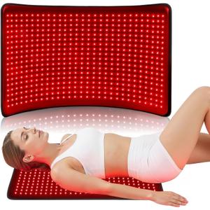 VARIPOWDER 31x17'' Red Light Therapy Mat for Body | 522 Leds Red Light Blanket with Timer, 660nm & 850nm Infrared Light Mat, Back Shoulder Knee Use, Muscle Pain Relief, Goggle