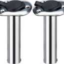 Hoffen 2Pcs Boat Stainless Steel Fishing Rod Holder Flush Mount 15/30/90 Degree with PVC Cap,Inner Tube and Gasket