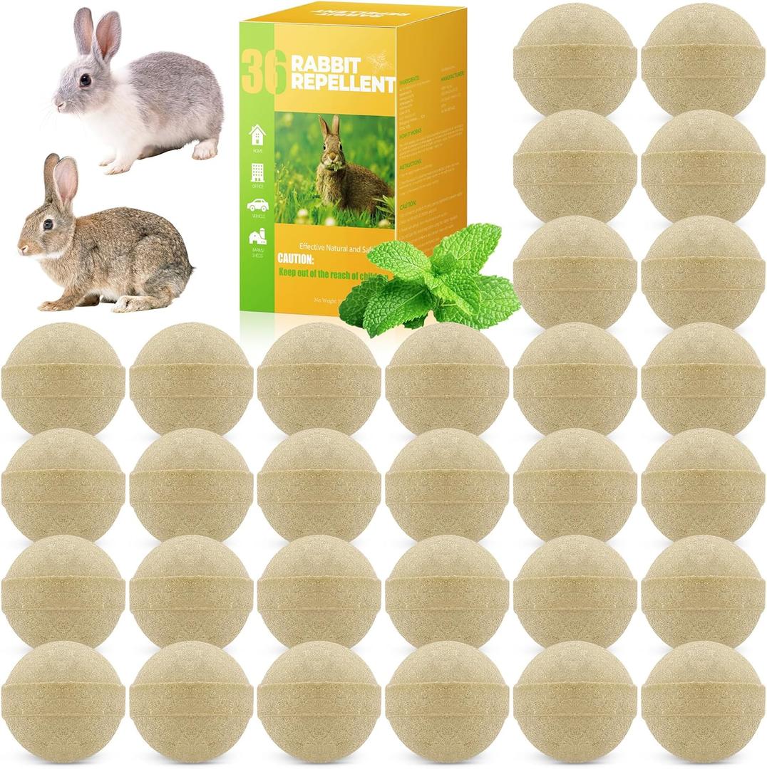 36 Pack Natural Rabbit Repellent Outdoor, Peppermint Oil Rabbit Repellent Wild Rabbits Deterrent for Plant Patio Garden Outdoor Farm, Pet and Human Safe