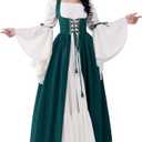 Spooktacular Creations Halloween Renaissance Costume Women, Renaissance Corset Dress, Plus Size Medieval Chemise for Cosplay (Green, S)