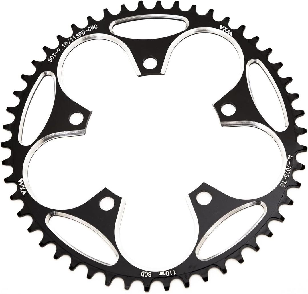 YBEKI 110BCD Chainring - CNC Machined 7075-T6 Aluminum Narrow-Wide Chainwheel for Road Bikes (36-58T Options) | 8-12 Speed Compatible | Ultra-Lightweight | Anti-Drop Design  (Black/Red)