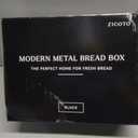 ZICOTO Beautiful Bread Box With Wooden Lid For Your Kitchen Countertop - Spacious Container Perfectly Stores Your Homemade Bread, English Muffins & Bagels - Quality Cutting Board Lid Keeps Loaf Fresh (Black)