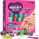 Nail Art Studio for Girls - Birthday Gift - Nail Polish Kit for Kids Ages 7-12 Years Old - Girl Gifts Ideas - Gift Set - Girly Stuff - Polish, Pens, Glitter, Stickers, Gems, Filer - 8 9 10 11 12 Year